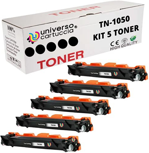 universo cartuccia® TN1050 TN-1050 XXL Kit 5 Toner kompatibel mit Brother DCP-1612W 1510 1512 1610W für MFC-1910W 1810 für HL-1210W 1212W 1110 1112 (5 TN1050)