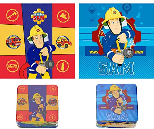 damaloo 2X Sam el Bombero toallitas magicas comprimidas Reutilizables - Toalla pequeña Infantil de 30x30cm Bombero Sam - Toallitas Bebe con Figura Sam el Bombero - Toallitas de Viaje