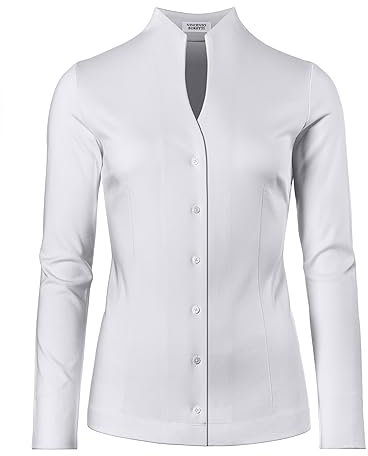 Vincenzo Boretti Chemisier, Modern-fit/légèrement cintré, col Calice, Jersey - Facile à Repasser Blanc 38