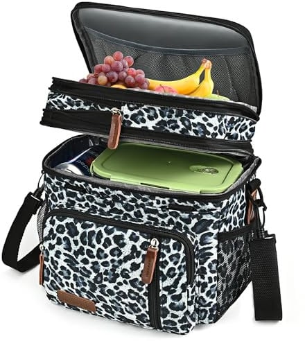 MIYCOO Borsa Termica Porta Pranzo, Borsa Frigo 15 Litri, Doppio Scomparto Pranzo Grande, Termica per Alimenti Caldi e Freddi da Viaggio per Uomo Donna Picnic/Barbecue/Campeggio/Viaggio