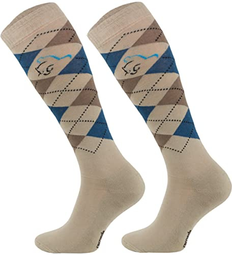 TODO Comodo Chaussettes d'équitation à carreaux STPDJ | Chaussettes d'équitation pour cavaliers, chaussettes au genou | Chaussettes en coton pour femmes, hommes, enfants, 35-38
