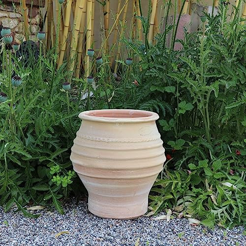 Palatina Werkstatt Anfora in terracotta 40 cm – 100% pezzi unici fatti a mano – Anfora invernale per giardino e casa Agave 40 cm