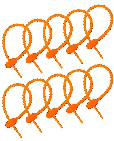 sourcing map Reusable Zip Ties, 6 Inch Silicone Ties Bag Clips, All-Purpose Silicone Ties, Cable Ties, Bread Tie, Household Twist Ties, Reusable Twist Ties (Neon Orange Pack of 20)
