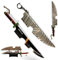 Demon Slayer Anime Katana – Tengen Uzui Brieföffner mit Scheide, Ständer & Schlüsselanhänger, Mini Samurai Schwert 21cm, Schwert Brieföffner für Anime Merch & Geschenk