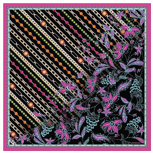 Roeckl Damen Charming Florals 100x100 Tuch, Black Multi, Einheitsgröße