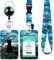 DUOUPA Ausweishülle mit Band, Ausziehbarer Schlüsselanhänger Badge Holder, Schlüsselband mit Karabiner für Frauen, Lehrer, Krankenschwester, Doktor, Student(Schwarze Katze)