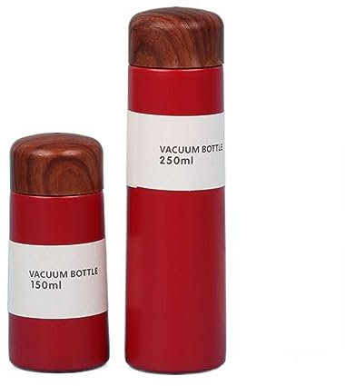 Botellas aisladas de 250 ml, mini taza de termo de acero inoxidable de grano de madera, portátil, de bolsillo, mini taza de café con fugas de té para el hogar, viajes al aire libre (azul)