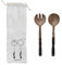 Creative Co-Op 29 cm Mangoholz Küche Kordelzug Tasche Natur und Espresso Finish Set von 2 Salatbesteck, Braun