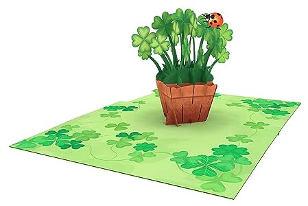 Irish Clover 3D-Pop-Up-Karte – St. Patrick's Day, Glück, vierblättriges Kleeblatt, irischer Segen, handgefertigte Grußkarte, Glück der irischen, irischen Kultur, keltisches Symbol, einzigartige St.