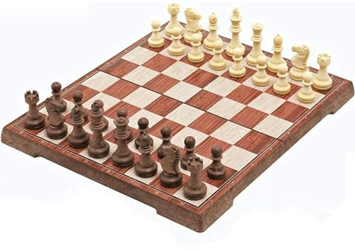 GAENZA Handmade Chess with Storage Bag, Portable Folding Chess Board with Rounded Corners, Crafted Chess Set for Kids and Adults