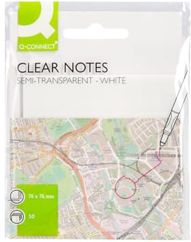 Q-CONNECT Notes Kanariengelb/ 76x76 mm/Farbe: weiß halbtransparent/ 50 Blatt/Extra starker Haftnotizblock für Notizen/Perfekt zum Markieren/Zeichnen/Notizen /