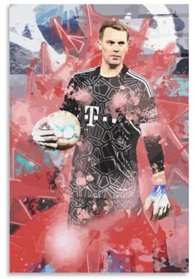 SECOLI Manuel Neuer Fußball-Torwart-Poster auf Leinwand, hochauflösender Druck für Zuhause, Büro, Wanddekoration, 40 x 60 cm, ungerahmt