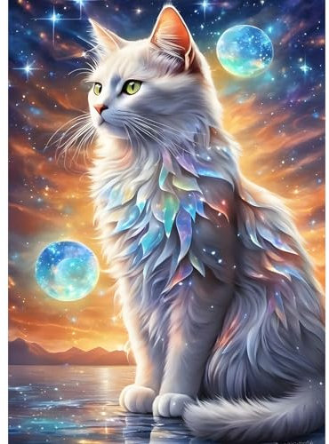 DPHERO Katze Diamant Painting Bilder für Erwachsene Kinder,5D Kätzchen Diamond Painting Set,DIY Strass Bilder Traumland Diamant Kunst Kits,Runde Steine Diamant Painting für Zuhause Dekor 30x40 cm