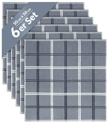Lashuma 6er Set Trockentücher, Lyon 50x50 cm Handtuch für die Küche zum Abtrocknen