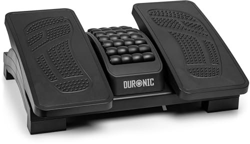 Duronic FT04 Fußstütze Schreibtisch, Höhenverstellbare Fußhocker, Fußbank mit Massagefunktion, Ergonomische Fußablage, Fußreflexzonen, Fußablage, Footrest, für Schreibtisch Büro Zubehör Gaming