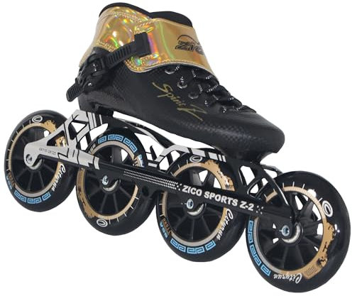 SLJJLHX Inline Speed Skates Erwachsene für Damen und Herren, Professionelle Fitness-Renn-Skates, Hochleistungs-Rollschuhlaufen, Schwarz (Schwarz, MEN8.5/WOMEN9.5)