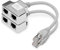 DIGITUS DN-93904, Adaptador de cable de red Ca 5e, 2 pieces / 1 par, 2 señales por 1 cable, Divisor LAN Cat5e, Adaptador Ethernet RJ45, Compatible con PoE Modo A, Plata