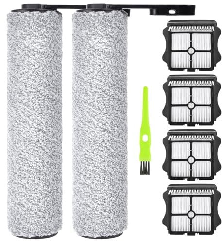 Lot de 6 rouleaux de brosse de rechange pour aspirateur eau et poussière Tineco Floor ONE S5/Floor One S5 Pro 2 (2 rouleaux à brosse + 4 filtres HEPA)