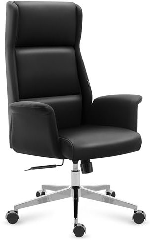 MARK ADLER Boss 5.6 Black | Ergonomischer Bürostuhl Chefsessel Schreibtischstuhl Computerstuhl | Höhenverstellbar Drehbar Wippfunktion | bis 130 kg belastbar | Homeoffice Büro | Kunstleder | Schwarz
