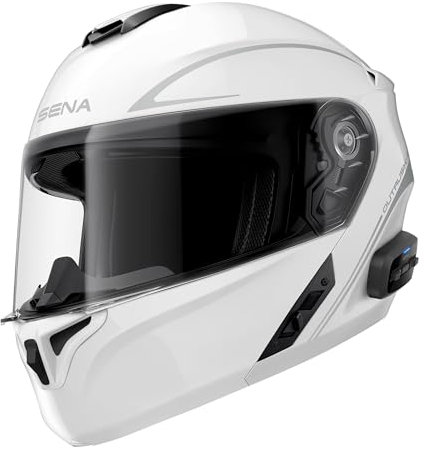 Sena Outrush R Bluetooth Klapphelm mit Intercomsystem (Weiß, XL)