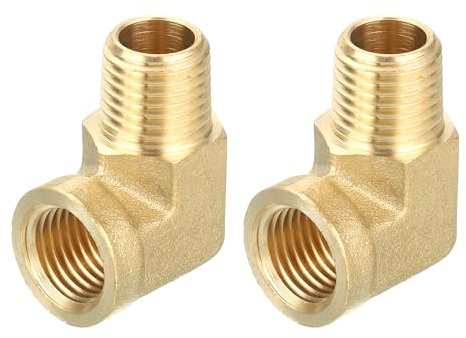 QUARKZMAN Messingrohrverschraubung 90 Grad Winkelstück Messing 1/4 NPT Rohrverbinder für Gas, Luft, Öl, Propan, 2 Stück