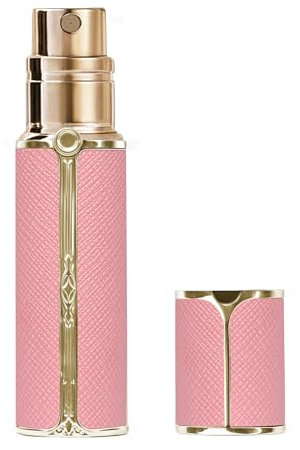 muilsae AF00PK Atomizador de Perfume Botella de Colonia en Spray Rellenable con Fondo de Cuero Ideal para Viajes y Vacaciones, Cumpleaños y Aniversario,10ml (rosa)