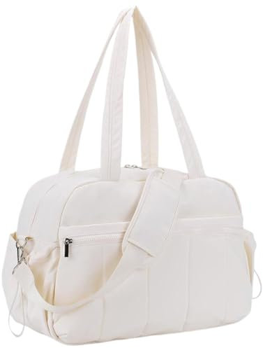 Sporttasche für Damen Reisetasche mit Schuhfach & Nassfach, Weekender Damen Handgepäck Tasche, Wasserdicht Travel Bag Weekender Bag Duffle Bag für Reisen, Sport, Gym, Yoga (Beige)