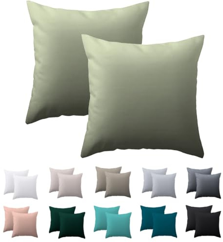 Nesture Kissenbezug 80 x 80 2er Set - kopfkissenbezug 80x80 cm Salbeigrünt, 100% Mikrofaser kissenbezüge mit Reißverschluss, Weich und Bügelfrei