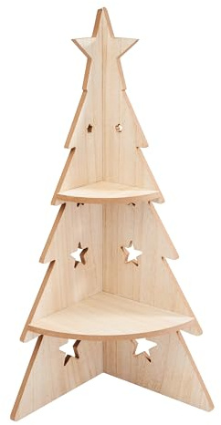 VBS Ecketagere Weihnachtsbaum Pyramide, 4-TLG., H 60 cm, Deko-Holzpyramide für Weihnachten, Festliche Dekoration, ideal für Advent und weihnachtliche Präsentationen