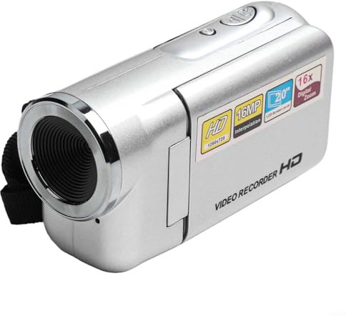 DV22 Digitale Videokamera, 6,1 cm (2,4 Zoll) HD-Digitalkamera, Vlogging-Kamera, mit 1080P-Video und 16-MP-Fotos, drehbarem Bildschirm und 16-facher Zoom, Rot