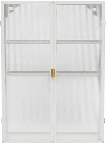 Wandmontierter Aufbewahrungsschrank – über der Toilette, Hängeschrank aus Metall mit 2 PC-Türen und Regalen für Badezimmer, Küche, Wohnzimmer in Weiß