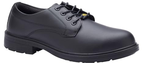 Blackrock ESD Oxford Smart Safety Shoes, Composite, Black | Metal-Free Toe Cap Shoes, Smart, Leather, Oxford, Office Safety Footwear, UK Size 8 / EU 42