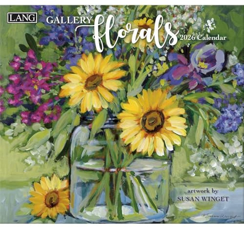 Lang Companies, Gallery Florals Wandkalender 2026 von Susan Winget, 34 x 30 cm, 12-Monatskalender mit gehefteter Bindung