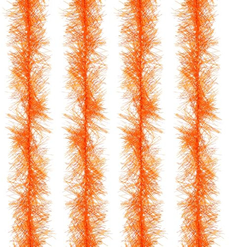 PATIKIL 5Ft Federboa, 4 Stück Künstliche Flauschige Federboas Partydekorationen für DIY Basteln, Hochzeitskostüm, Weihnachten, Konzert, Halloween, Wohnkultur, Orange Gelb
