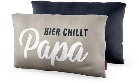 Rungassi Kissen Dekokissen Sofakissen Kuschelkissen Themenwelt: Mama, Papa, Teddy (Chillt Papa - Schwarz/Grau - 3967551)