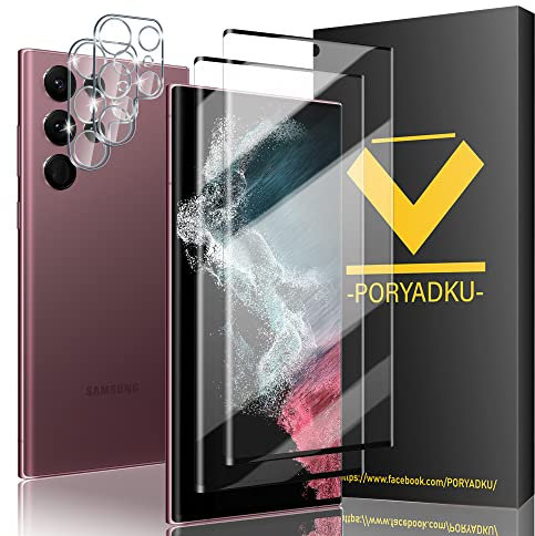 [2+2 Pezzi] Vetro Temperato per Samsung Galaxy S22 Ultra,2 Pellicole Protettive + 2 Pellicole Fotocamera, Compatibile con Sblocco Impronta Digitale, Senza Bolle, 9H Vetro per S22 Ultra 5G