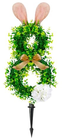 Osterdeko Hasen-Formschnitt,Buchsbaum Hase Gartenstecker mit Hasenohren Osterhase-Stecker Hinstellen Gartenstecker Deko Stecker Pflanzendekoration Frühlingsdeko