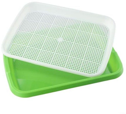 Microgreens - Bandeja de germinación de plástico con agujeros pequeños, propagador para jardín, cultivar frijoles, hierba, hidroponía