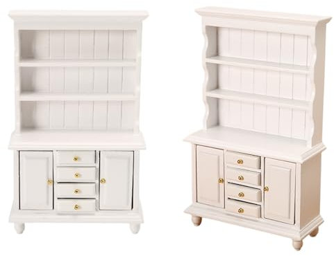 Schublade Miniatur Möbel Modell Spielzeug, Bücherregal Holz Mini Schrank, 1/12 Miniatur Möbel Miniatur Zubehör Bücherregal Bücher Miniatur Bibliothek Dekoration, Weiß