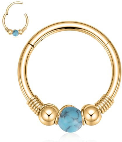 hengkaixuan 316L Chirurgenstahl Opal Nasenring Septumschmuck Tragus Rook Daith Piercingschmuck Knorpel Helix Conch Creole