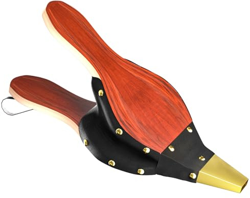 Tomersun 12 x 4.92 Mini Wooden Fireplace Bellows Wood Air Bellows Manual Air Lighter Fireplace Blower with Hanging Leather Strap for BBQ, Fireplace and Wood Stove, Brown