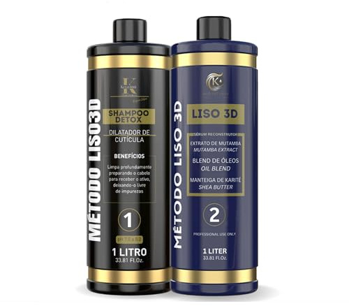 Kerastinni | Metodo Liso 3D Kit, Permanent Glättening Behandlung + Detox Shampoo, 2x 1000ml, Für Alle Haartypen