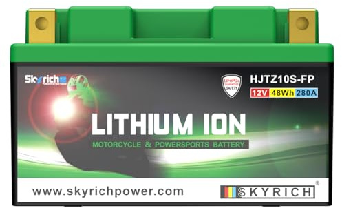 Skyrich HJTZ10S-FP 12V 4Ah LiFePO4 Motorcycle Lithium Battery,Replace YTZ10S,280CCA,High Performance Powersport Battery Compatible with Offroad & Street Motorcycle Scooter ATV