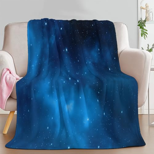 Superweiche Kuscheldecken 130 x 150 cm, Flanelldecke Mit Nachthimmel Sterne Geheimnisvoll Drucken Warme Wohndecke Sofadecke Dunkelblau Decke Für Kinder Jungen Mädchen Erwachsene