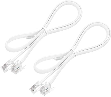 QUARKZMAN 2er-Pack 1,6ft Telefonkabel RJ12 6P6C Male-to-Male weiß | gerade Kabel, Für Hörer zu Hause im Büro, Telefonkabel