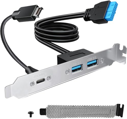 HAAMNING7 USB 3.2 Gen2x2 USB-C Front Panel Adapter Motherboard Connector Header Extension Cable, to USB3.2 Type-E Key-A 20 Pin, 19 Pin USB3.0 for Smartphone Laptop Mice Hub