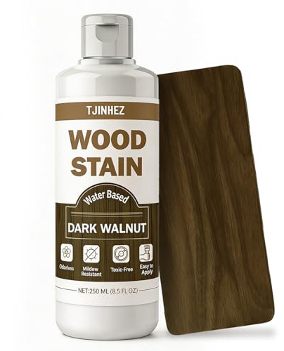 Wood Stain 250ml, Water Based Wood Stain, Indoor & Outdoor Wood Finish for Furniture, Cabinets, Doors & Wood Surfaces - Fast Drying, Low Odour, Non-Toxic & Easy to Use (Dark Walnut)