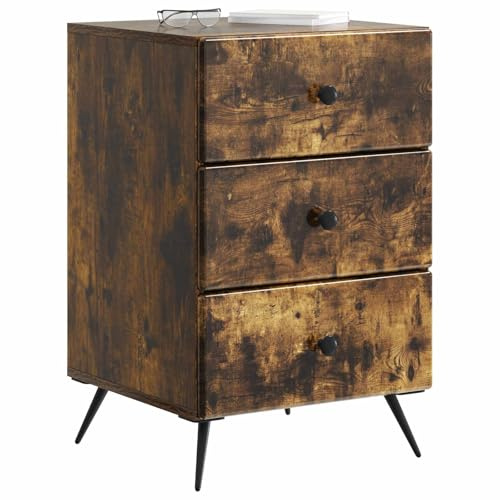 vidaXL Nachttisch Geräucherte Eiche 43 x 41 x 66,5 cm Holzwerkstoff, Wohzimmer, rechteckiger, Vintage Nachttisch, viel Stauraum, kompakter Organizer, Möbel für drinnen