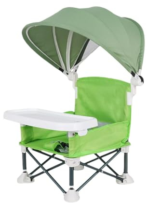 Silla De Comedor Plegable Para Bebe - 38x31x37 Cm Asiento De Viaje Para Niños Pequeños Con Bandeja Extraíble Y Sombrilla - Para Niños, Camping, Playa, Uso En Cés