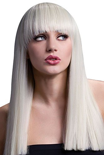 Smiffys Fever Kollektion, Alexia Perücke, Blond, Langer, abgerundeter Schnitt mit Pony, 48cm / 19in